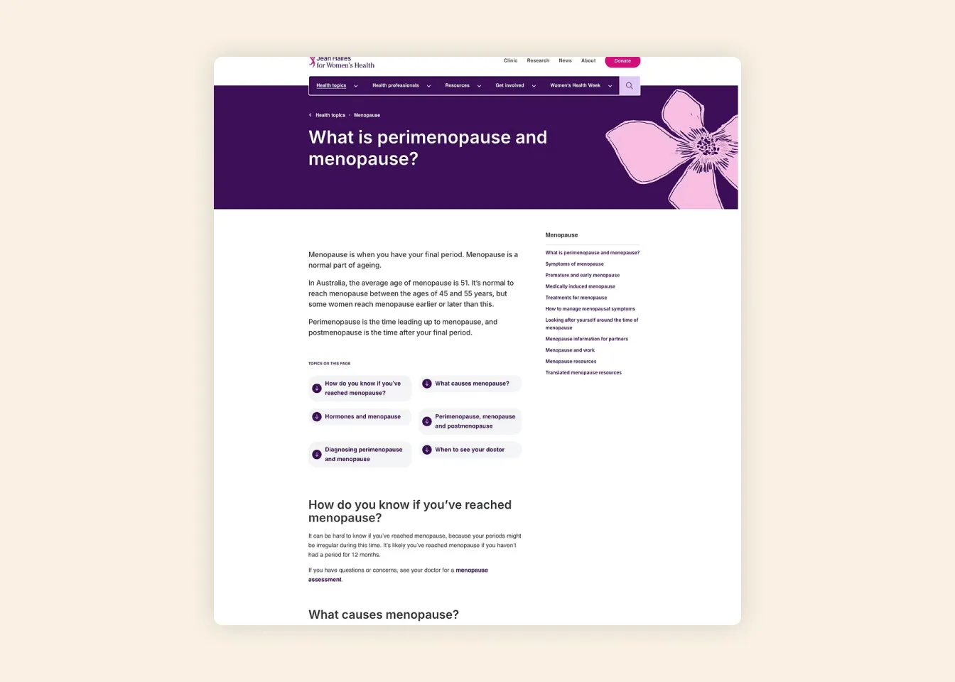 Dated design of pages on old site.