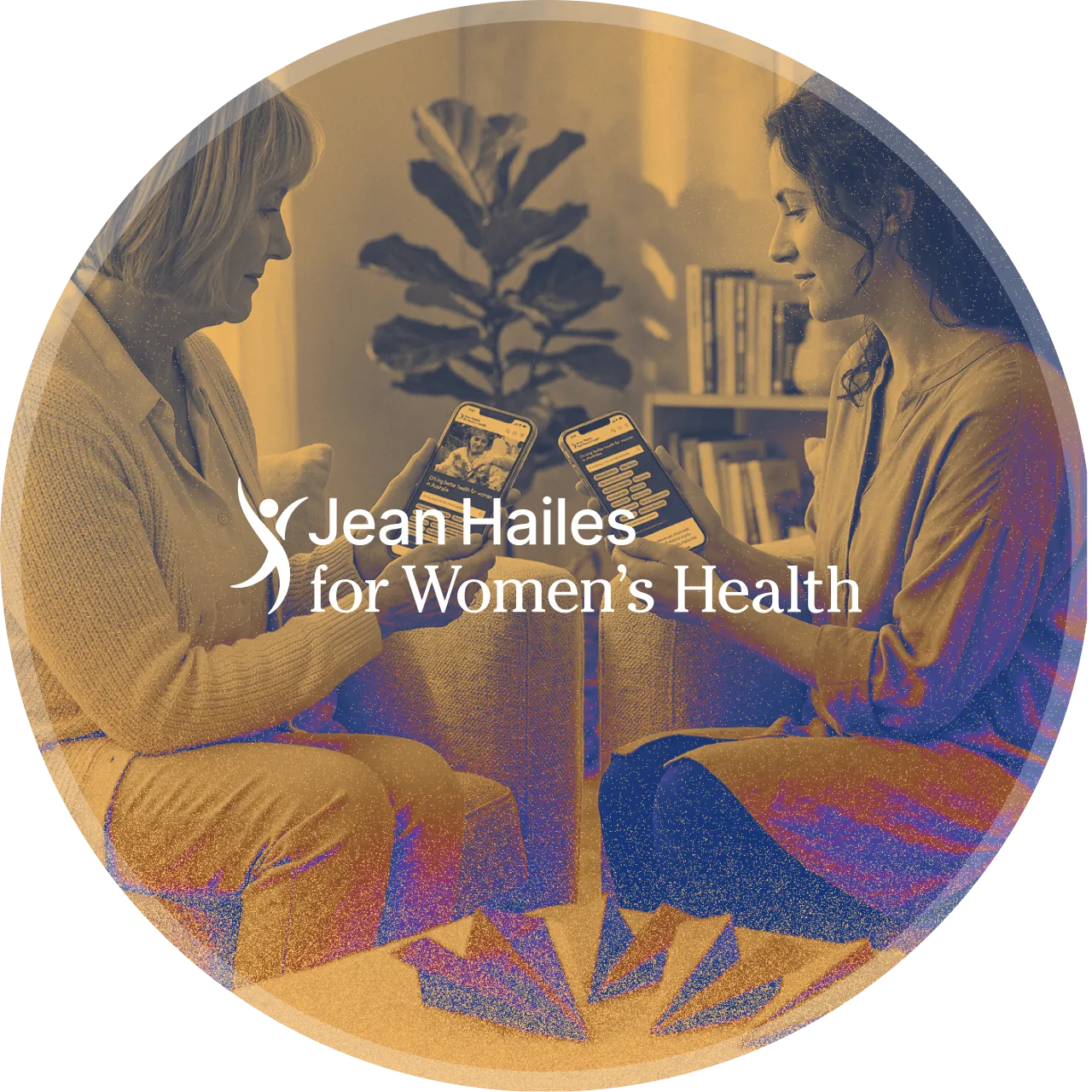 Two women check out the new Jean Hailes for Women's Heatlh website on their phones.