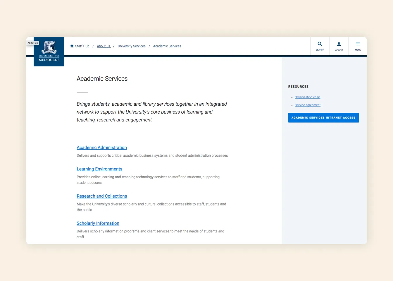 The new Staff Hub interface demonstrating the updated information architecture.
