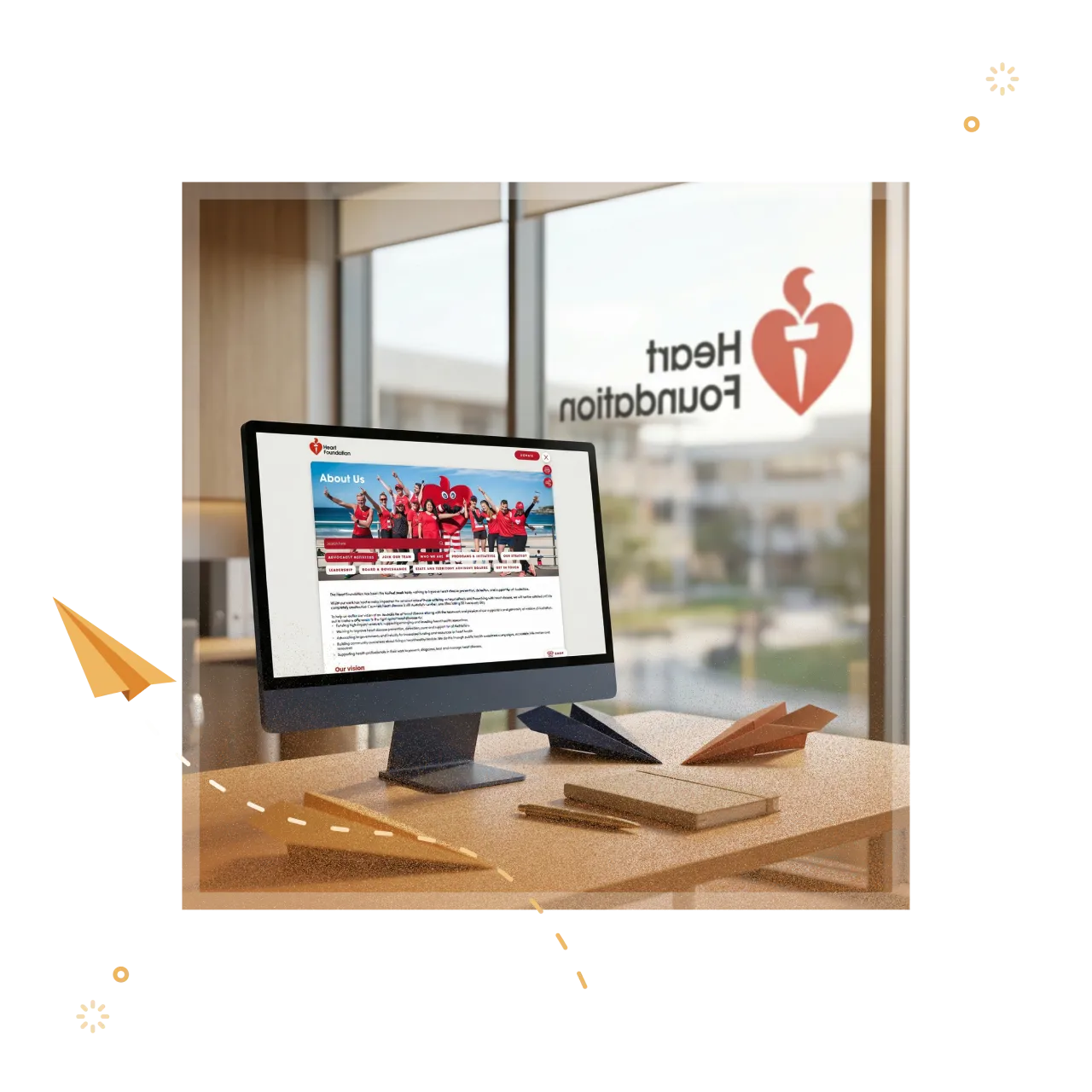 Desktop view of the 'About Us' copy live on the Heart Foundation website.